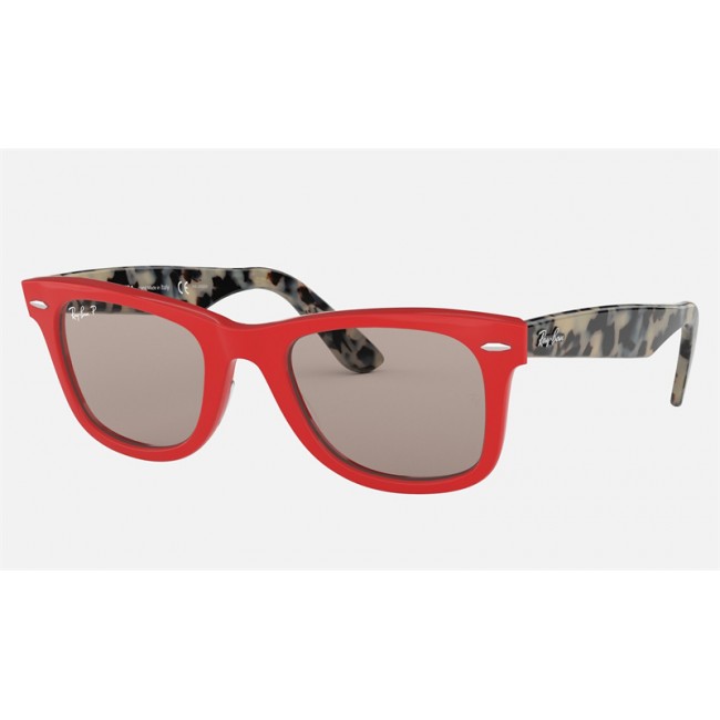 Ray Ban Wayfarer Pop RB2140 Grey Classic Red Sunglasses